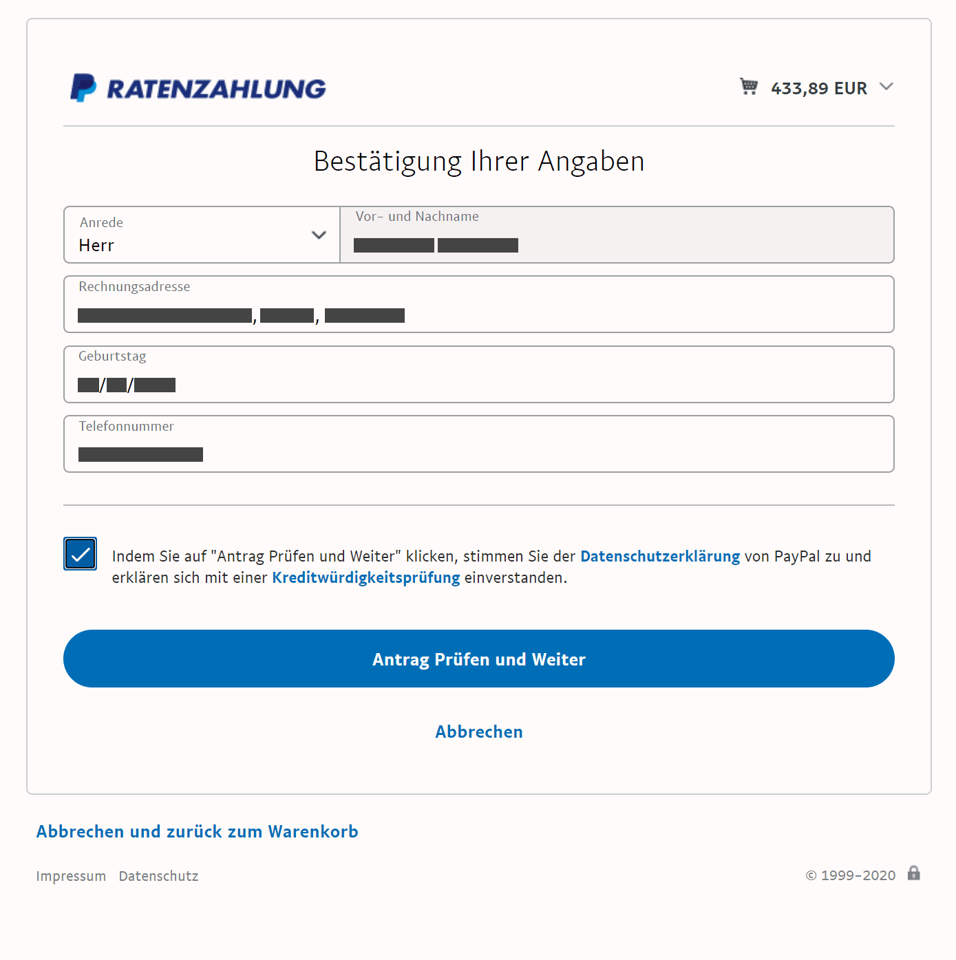 PayPal Ratenzahlung Kosten und Ablauf 01/2021 GIROMATCH