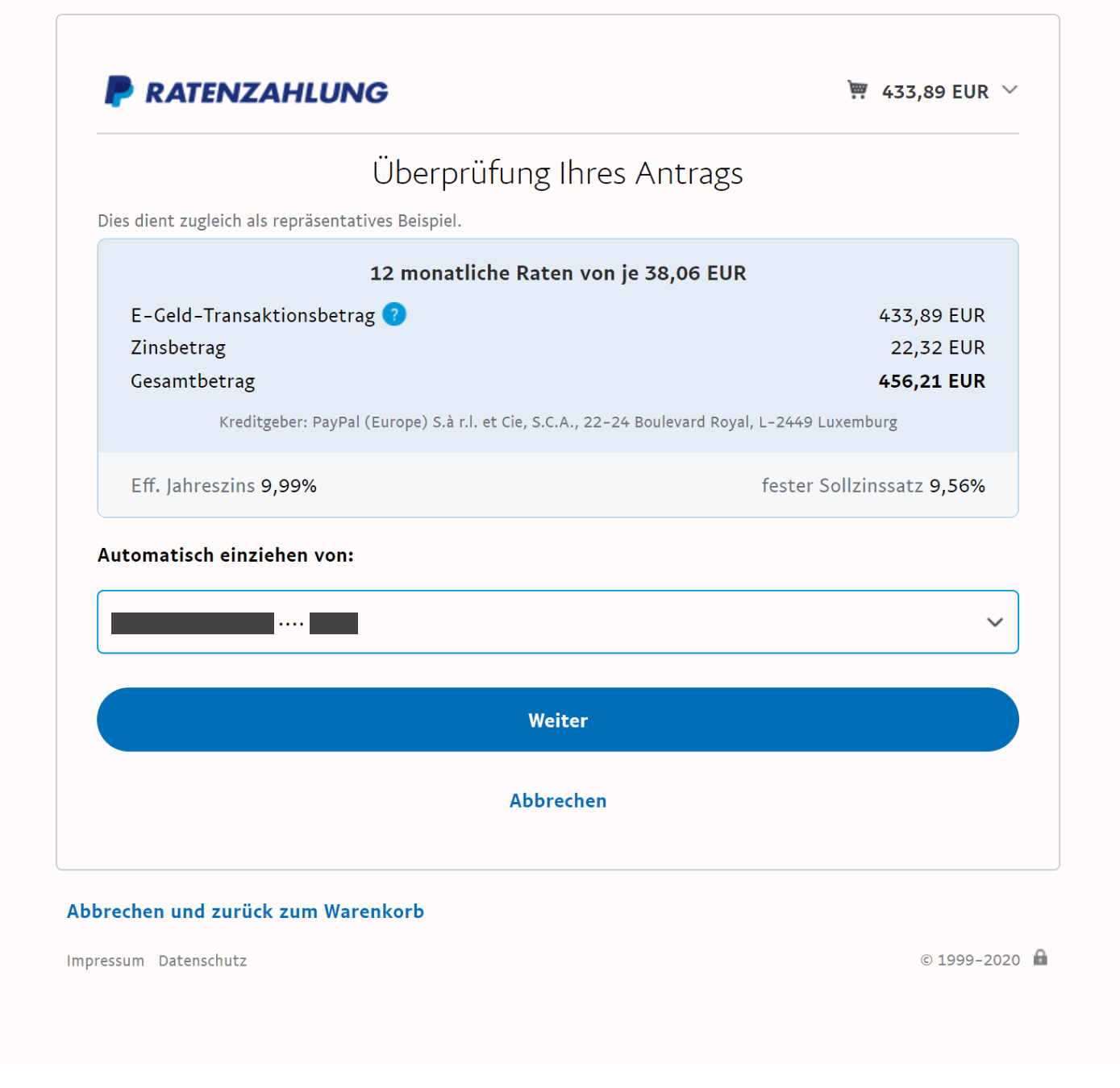 PayPal Ratenzahlung Kosten und Ablauf 01/2021 GIROMATCH