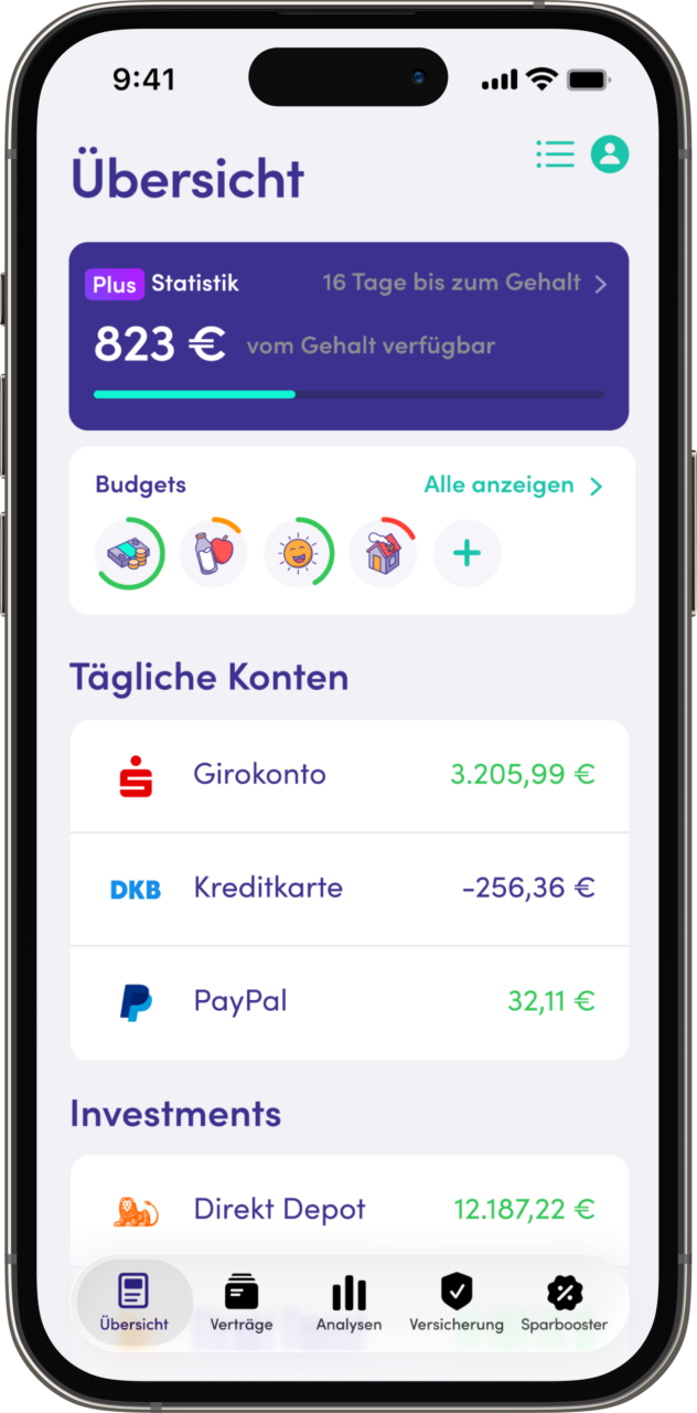 Finanzguru App: Home und Kontenübersicht