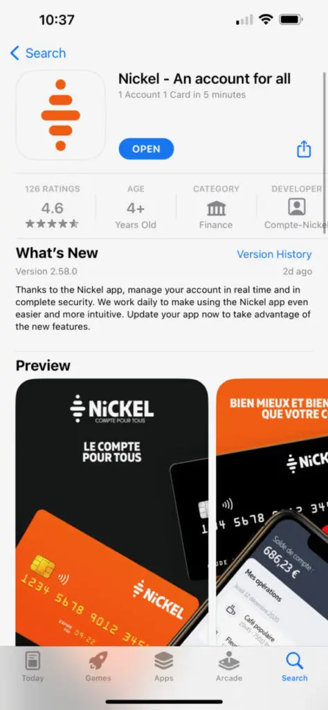 Nickel Compte App im Appstore mit guten Bewertungen