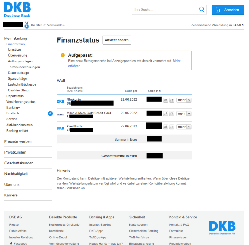DKB Login Online Banking mit VISA und Miles and More