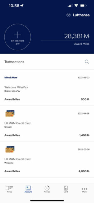Mile Crediting with Miles and More Credit Card