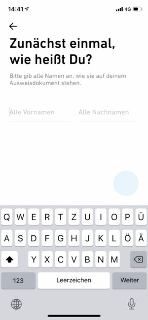 Trade Republic Registrierung Name